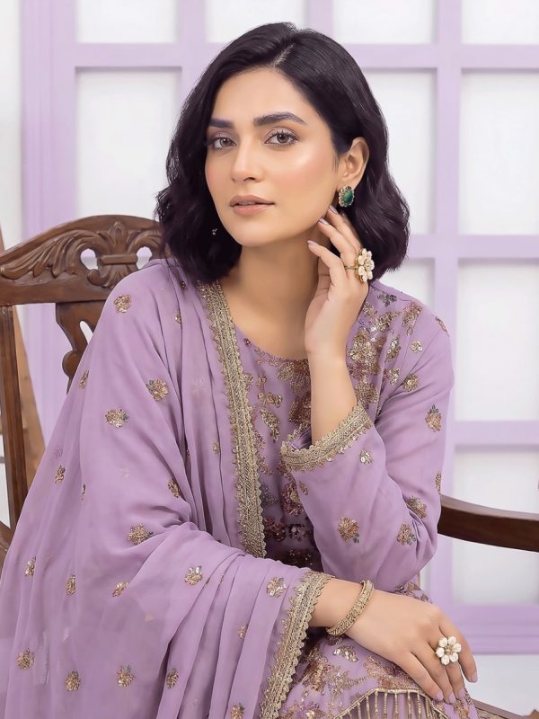 3PC Party Wear Shafoon Fully Embroidered Stitched Suit | Luxury Pret Collection | View | Bin Nisar Pakistani Clothing