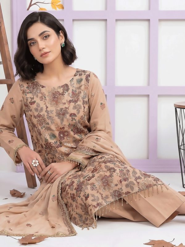 3PC Party Wear Shafoon Fully Embroidered Stitched Suit | Luxury Pret Collection | View | Bin Nisar Pakistani Clothing