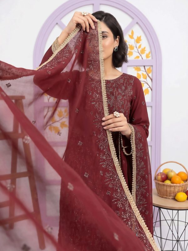 3PC Party Wear Shafoon Fully Embroidered Stitched Suit | Luxury Pret Collection | View | Bin Nisar Pakistani Clothing