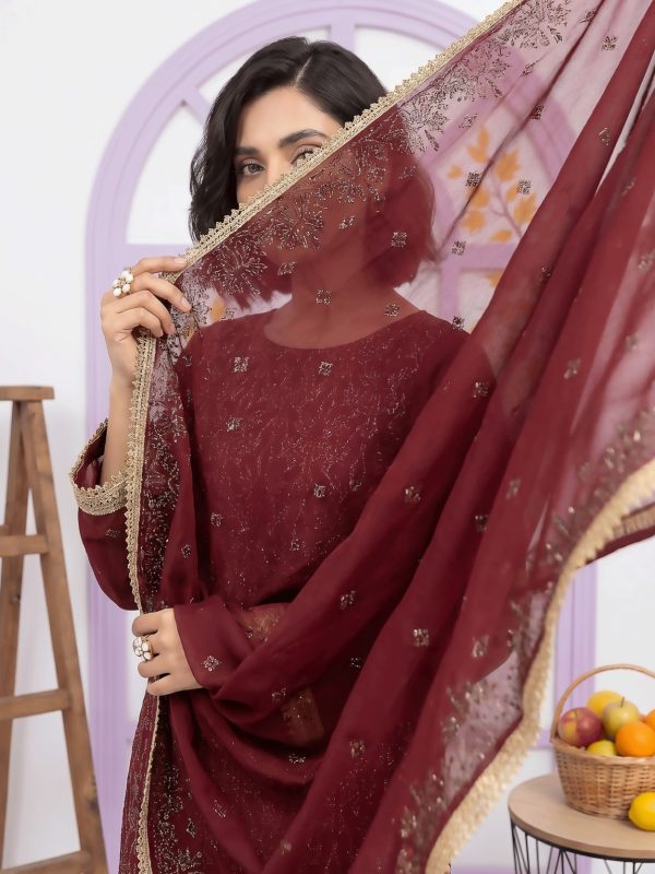 3PC Party Wear Shafoon Fully Embroidered Stitched Suit | Luxury Pret Collection | View | Bin Nisar Pakistani Clothing
