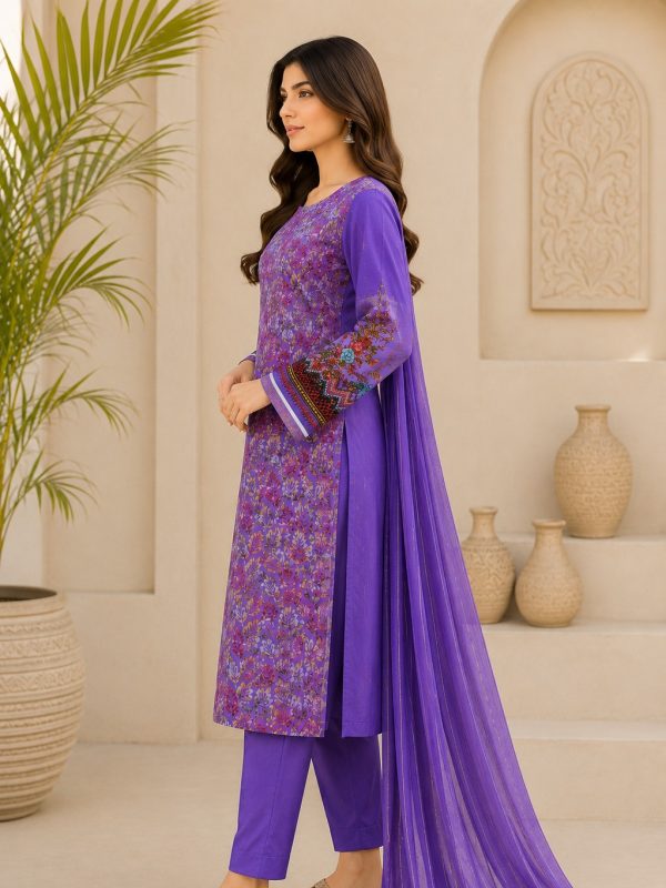 3PC Digital Fully EMB Paper Print Lawn | Summer Collection | View | Bin Nisar Pakistani Clothing