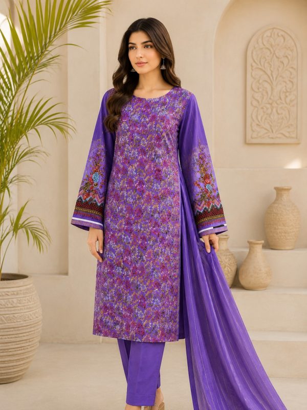 3PC Digital Fully EMB Paper Print Lawn | Summer Collection | Bin Nisar Pakistani Clothing