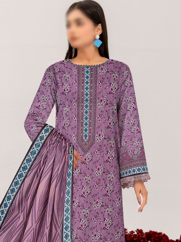 3PC Crystal Print Slub Lawn With Voil Dupatta | Summer Collection | View | Bin Nisar Pakistani Clothing