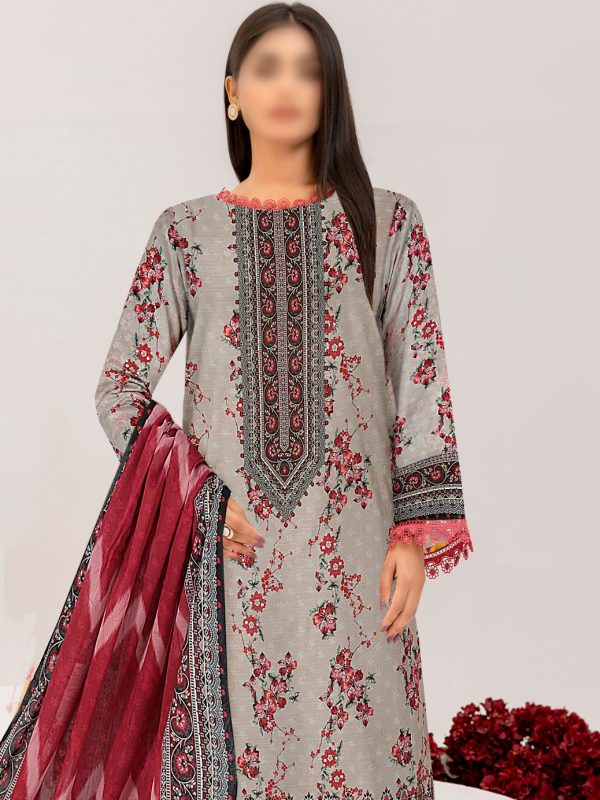 3PC Crystal Print Slub Lawn With Voil Dupatta | Summer Collection | View | Bin Nisar Pakistani Clothing