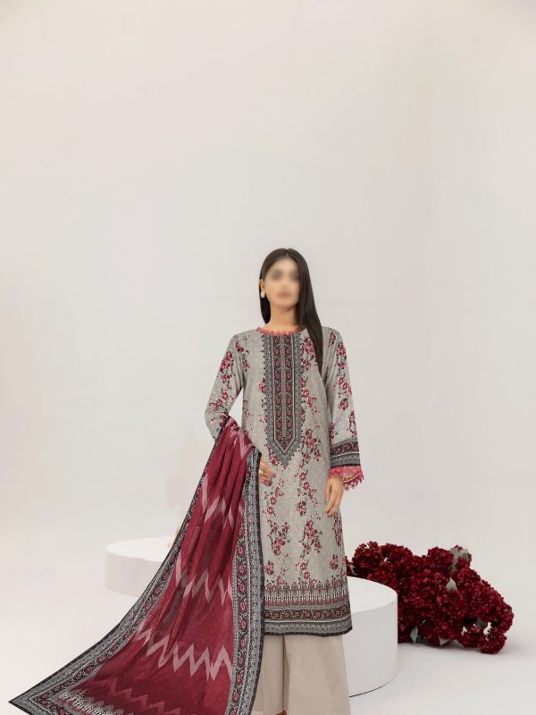 3PC Crystal Print Slub Lawn With Voil Dupatta | Summer Collection | Bin Nisar Pakistani Clothing