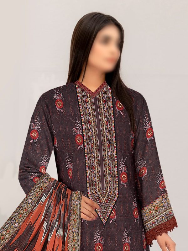 3PC Crystal Print Slub Lawn With Voil Dupatta | Summer Collection | View | Bin Nisar Pakistani Clothing