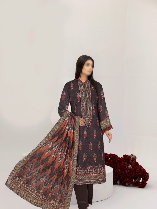 3PC Crystal Print Slub Lawn With Voil Dupatta | Summer Collection | Bin Nisar Pakistani Clothing