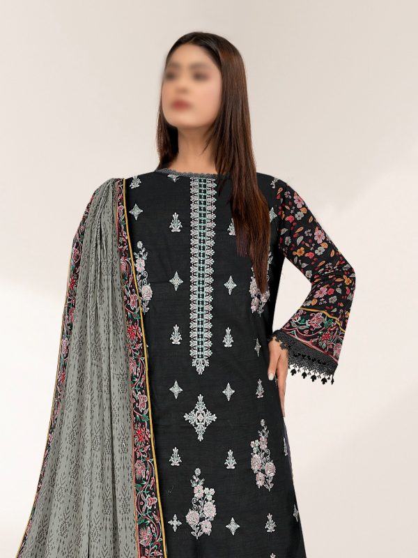 3PC Crystal Embroidered Slub Lawn With Voil Dupatta | Summer Collection | View | Bin Nisar Pakistani Clothing