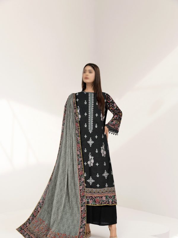 3PC Crystal Embroidered Slub Lawn With Voil Dupatta | Bin Nisar Pakistani Clothing