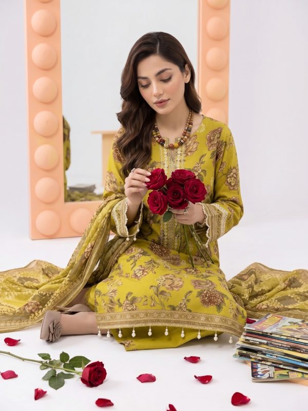 3PC Crystal Embroidered Lawn | Summer Collection | View | Bin Nisar Pakistani Clothing