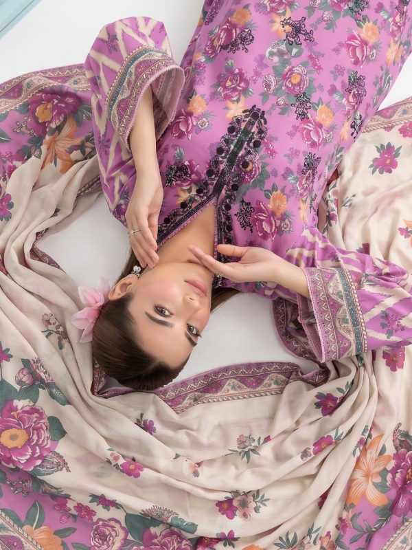 3PC Crystal Embroidered Lawn | Summer Collection | View | Bin Nisar Pakistani Clothing
