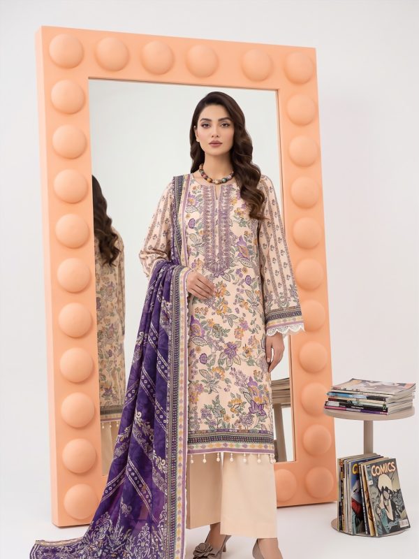 3PC Crystal Embroidered Lawn | Summer Collection | Bin Nisar Pakistani Clothing