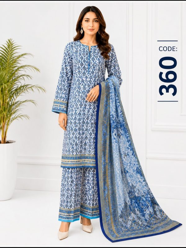 3PC Crystal Allover Printed Lawn Suit | Summer Collection | Bin Nisar Pakistani Clothing