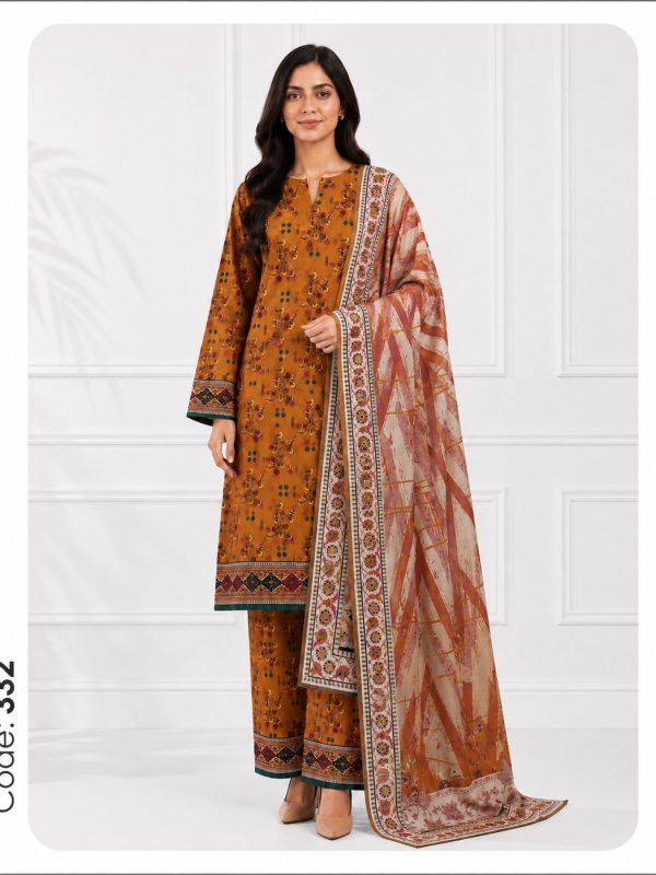 3PC Crystal Allover Printed Lawn Suit | Summer Collection | Bin Nisar Pakistani Clothing