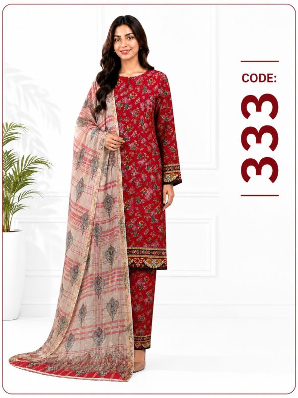 3PC Crystal Allover Printed Lawn Suit | Bin Nisar Pakistani Clothing