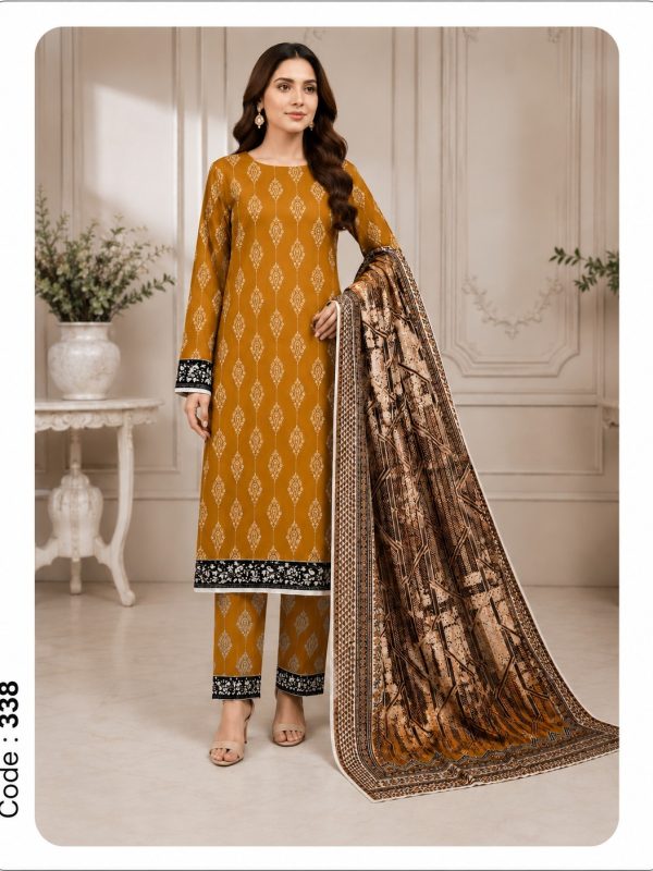 3PC Crystal Allover Printed Lawn Suit | Summer Collection | Bin Nisar Pakistani Clothing