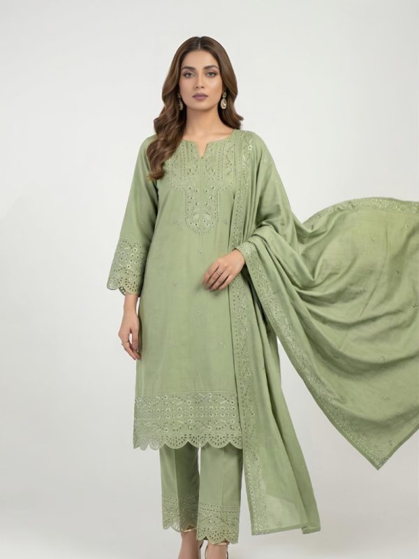 3-Piece Premium Embroidered Lawn Suit with Voile Embroidered Dupatta | Summer Collection | Bin Nisar Pakistani Clothing